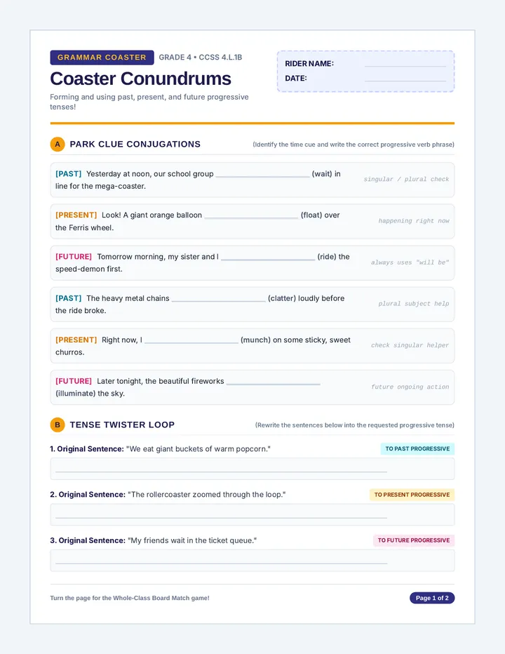Coaster Conundrums Answer Sheet