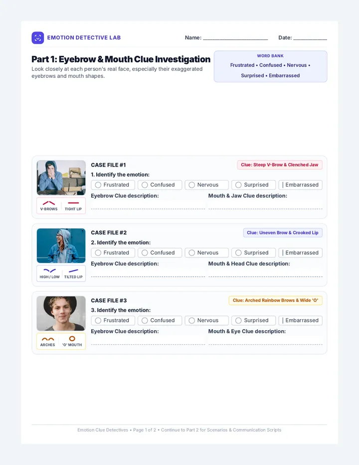 Complex Emotion Detective Worksheet