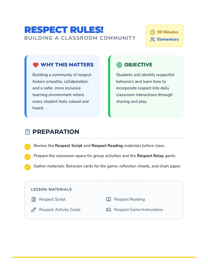 Respect Rules For A Program Respect Rules Building Community • Lesson • Lenny.com