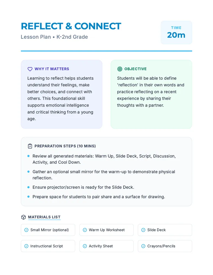 Reflect and Connect Lesson Plan