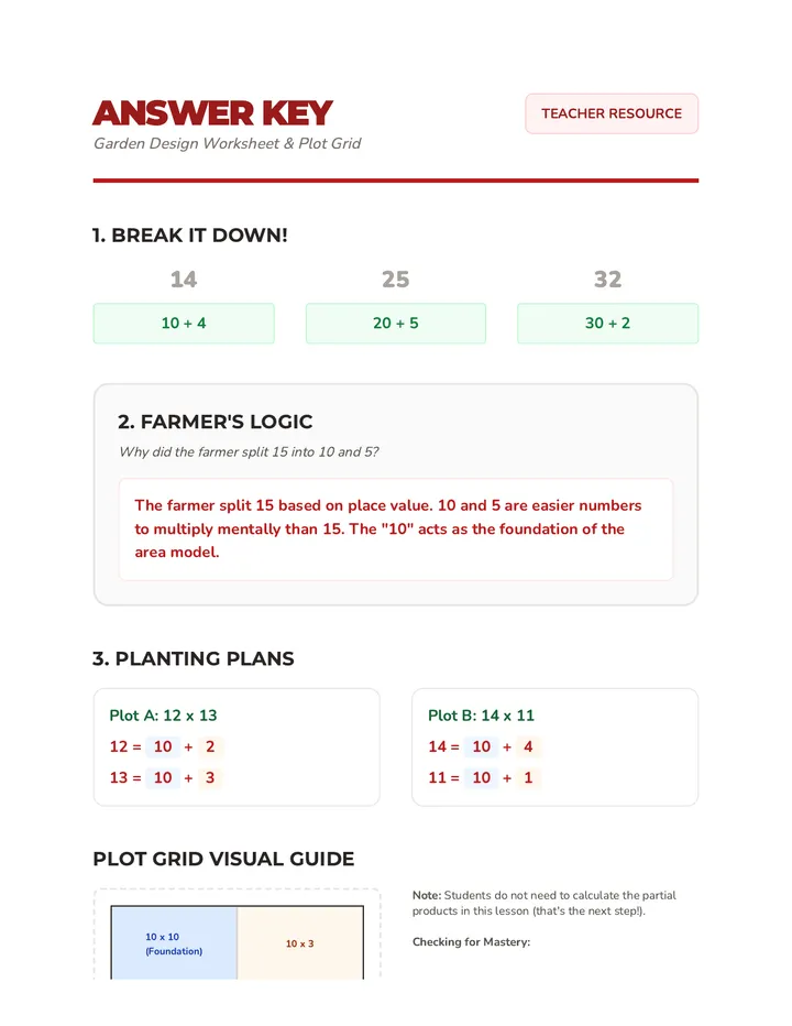 Garden Growth Answer Key
