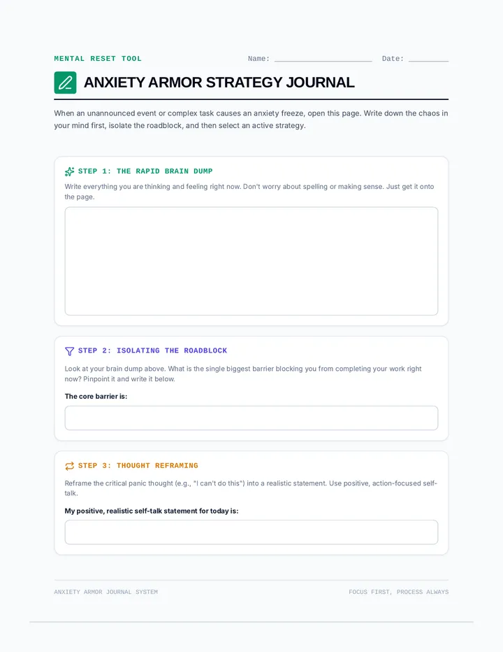 Anxiety Armor Strategy Journal