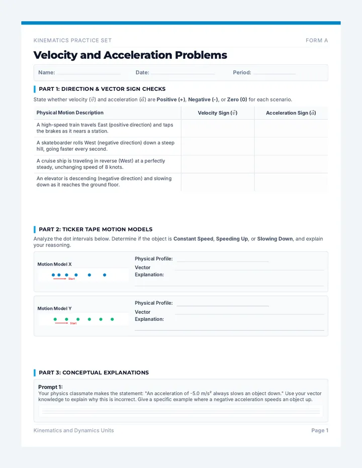 Velocity and Acceleration Problems