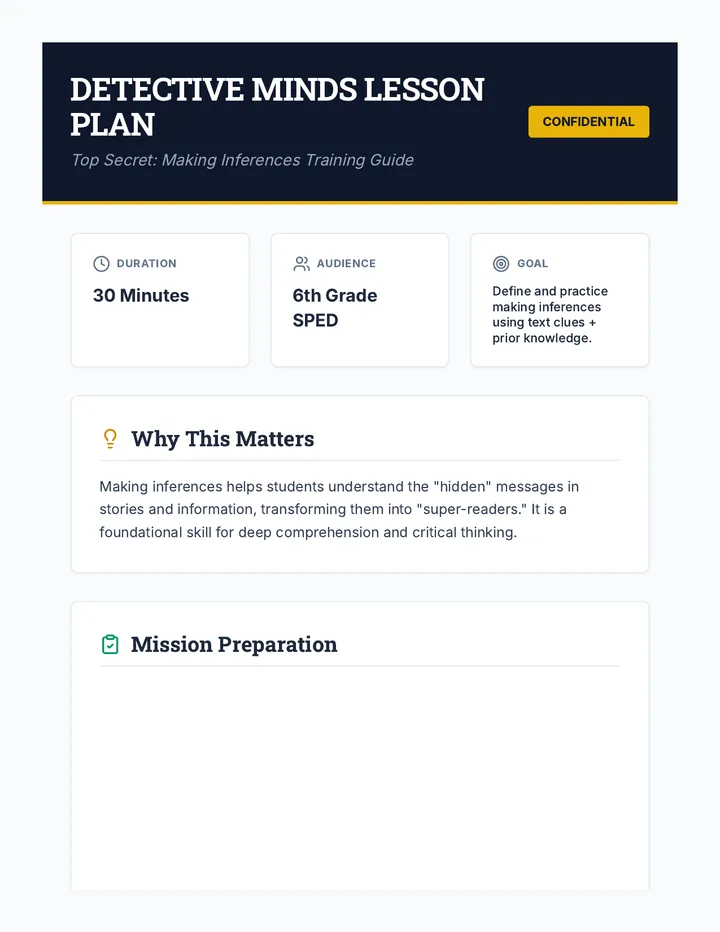 Detective Minds Lesson Plan