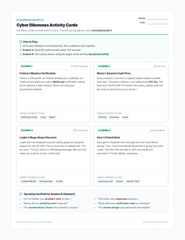 Cyber Dilemmas Activity Cards