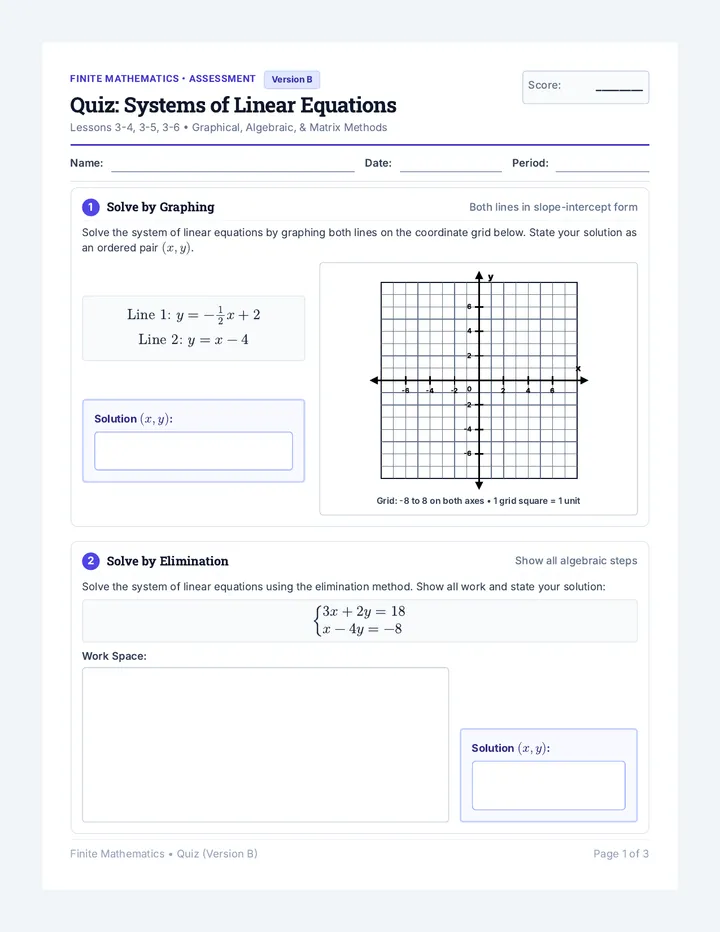 Systems Mastery Quiz Form B