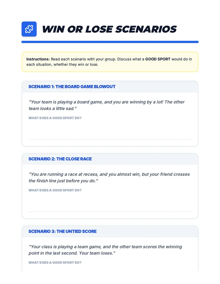 Win or Lose Scenarios Activity