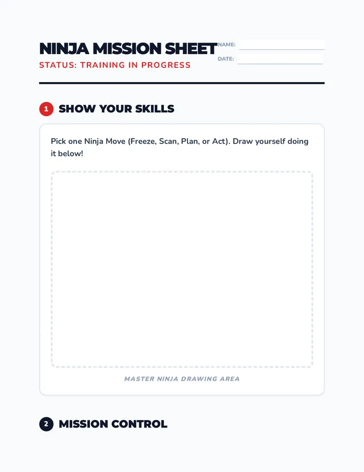 Ninja Mission Worksheet