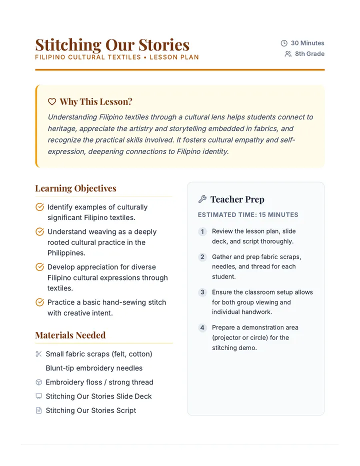 Stitching Our Stories Lesson Plan Document