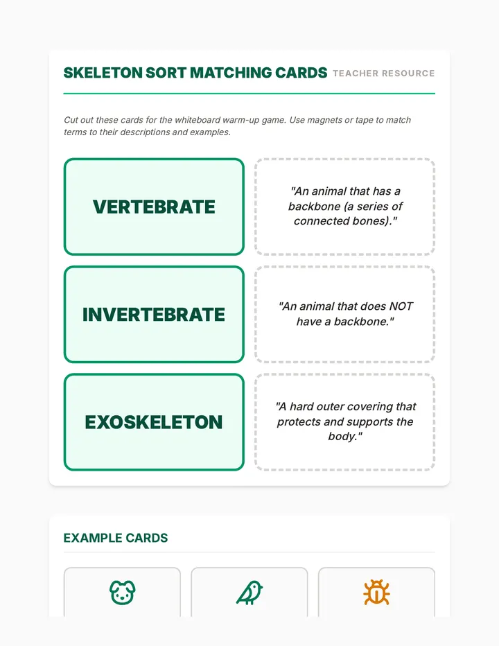 Skeleton Sort Matching Cards