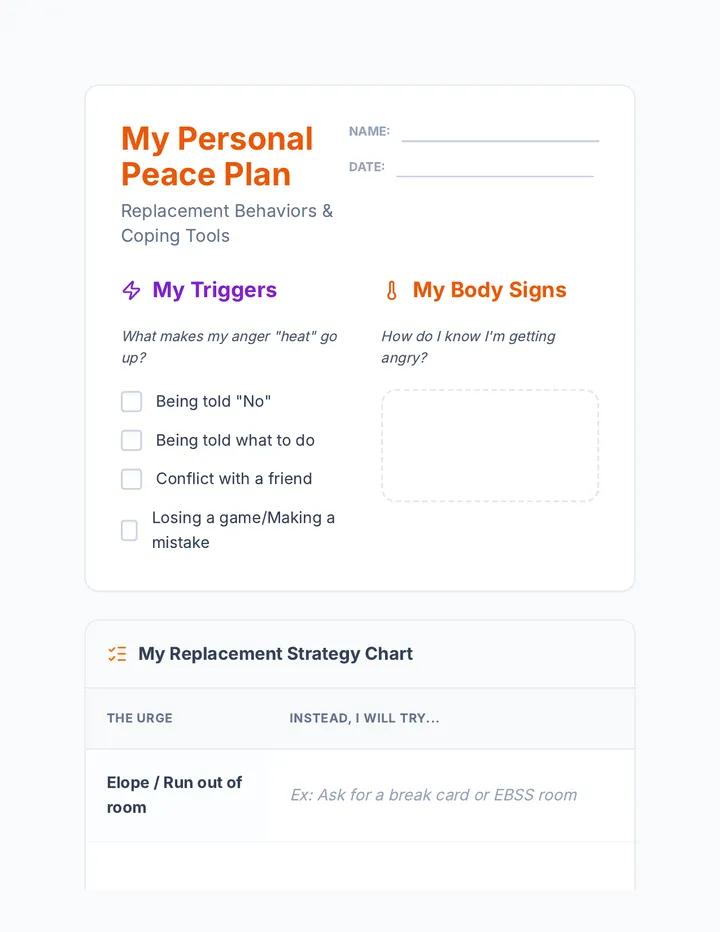 Personal Peace Plan Worksheet