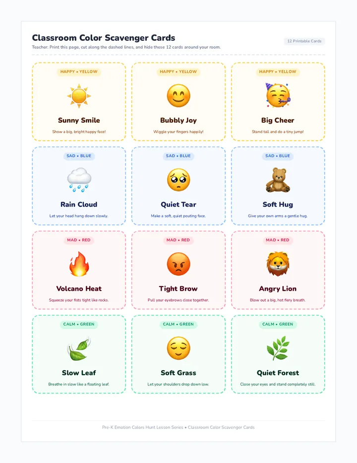 Classroom Color Scavenger Cards