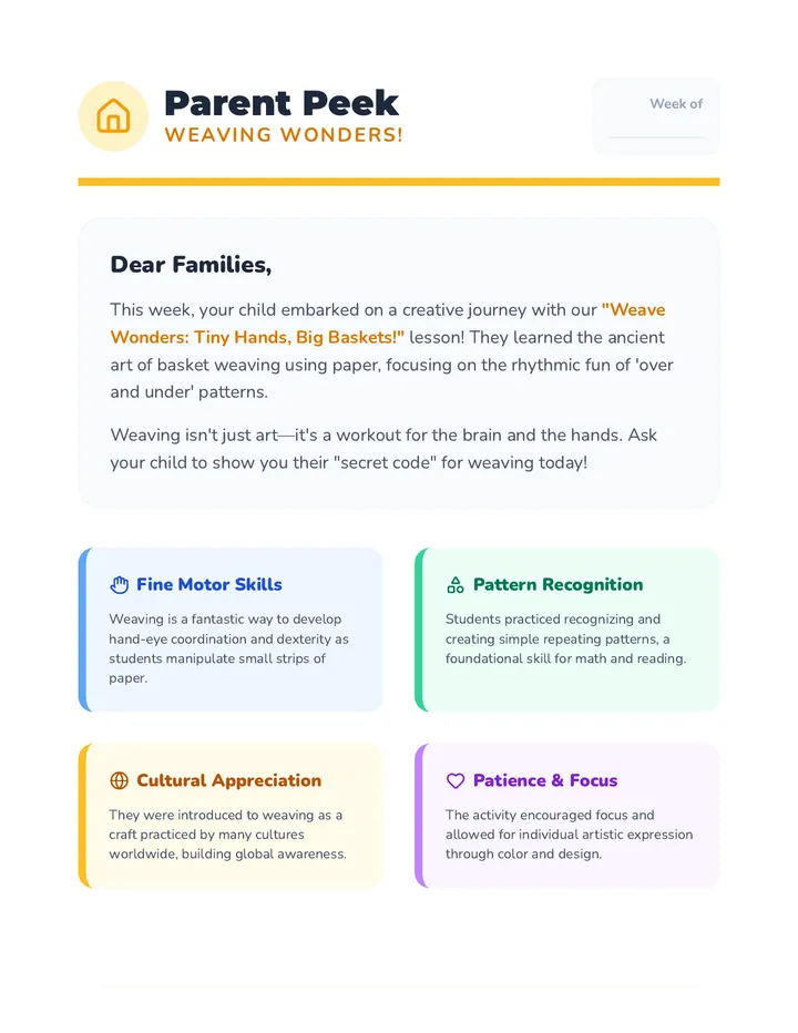 Parent Peek Weaving Wonders