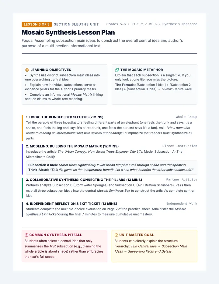 Mosaic Synthesis Lesson Plan
