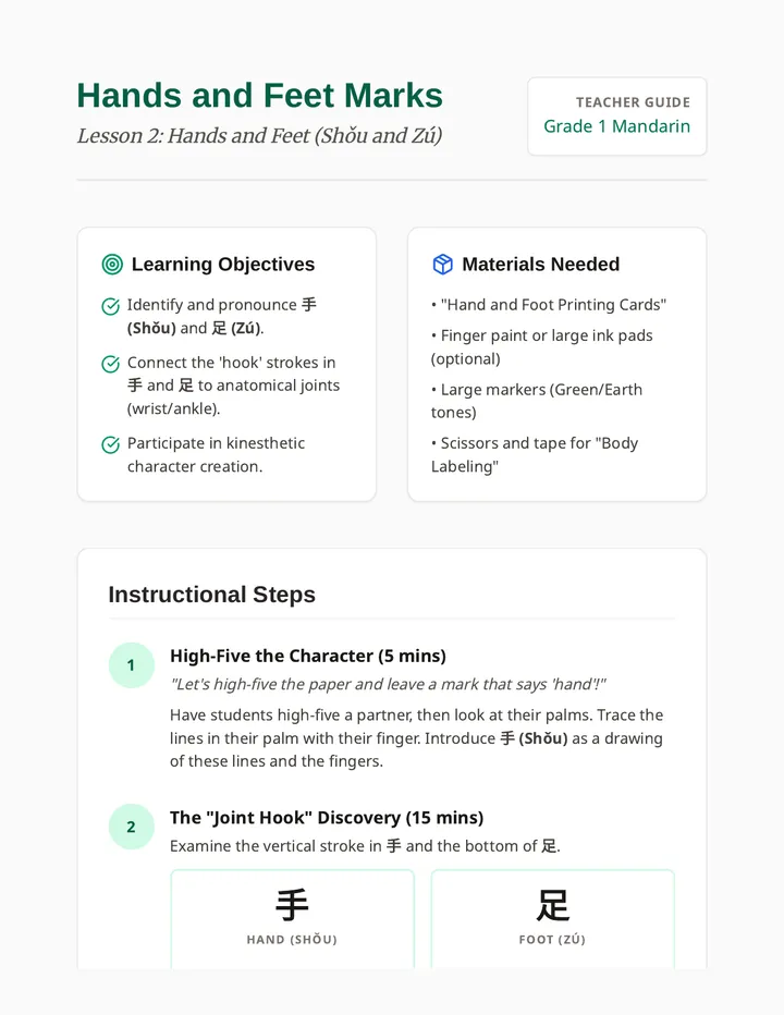Hands and Feet Teacher Guide