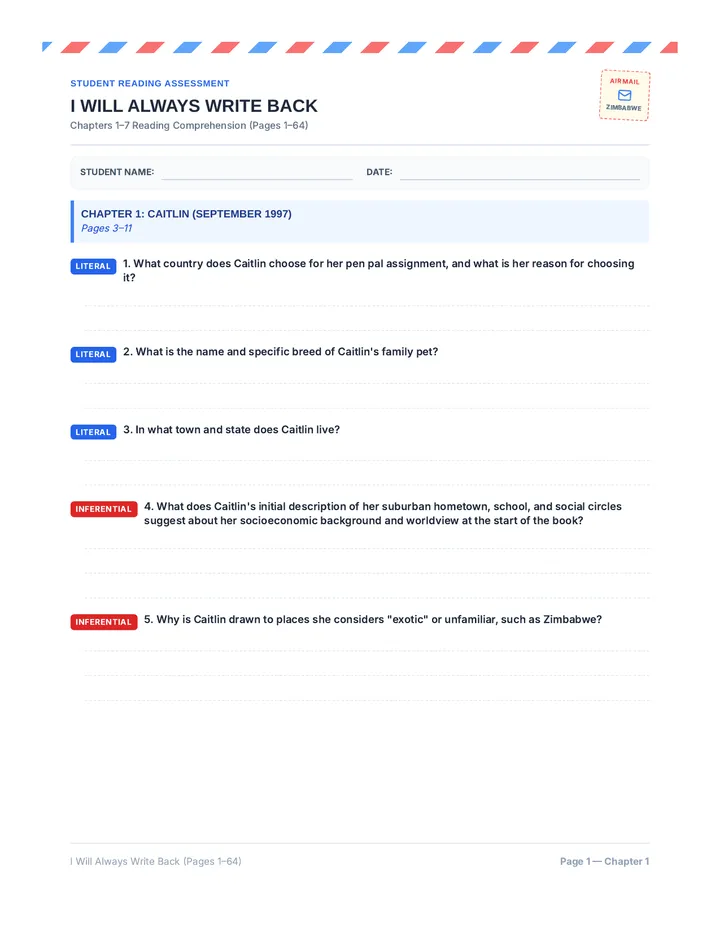 Penpal Connections Student Worksheet
