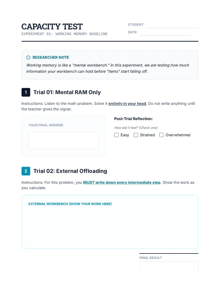 Capacity Test Worksheet