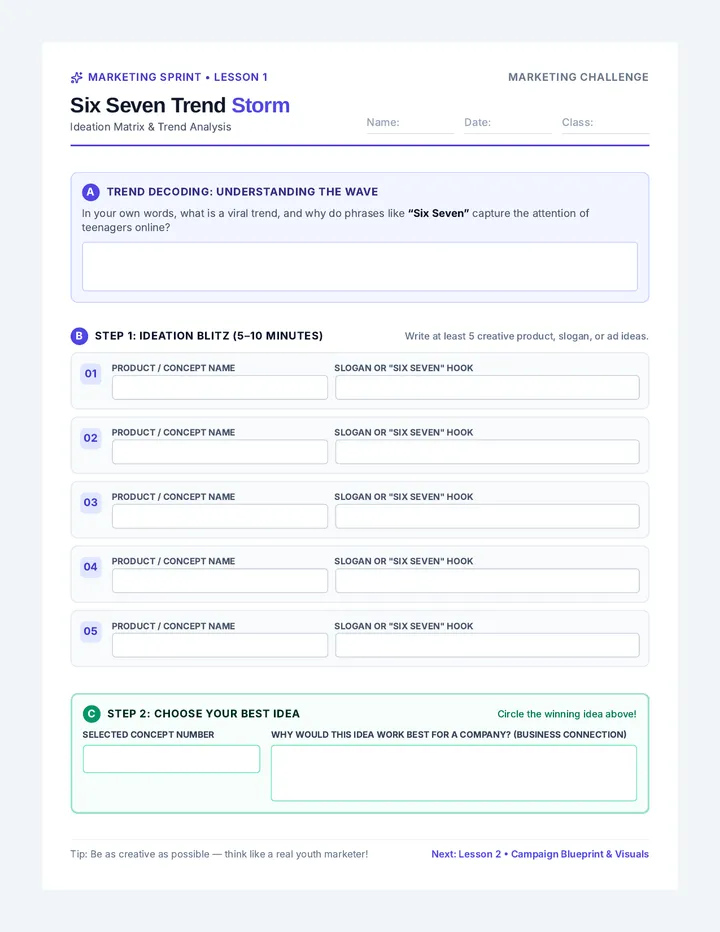 Trend Storm Worksheet