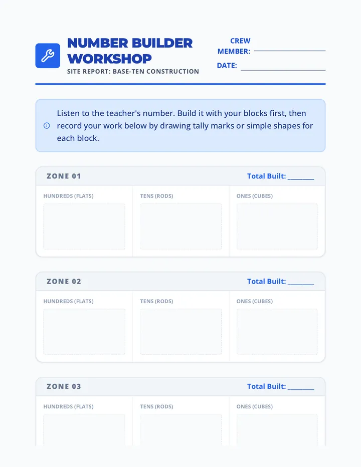 Number Builder Worksheet