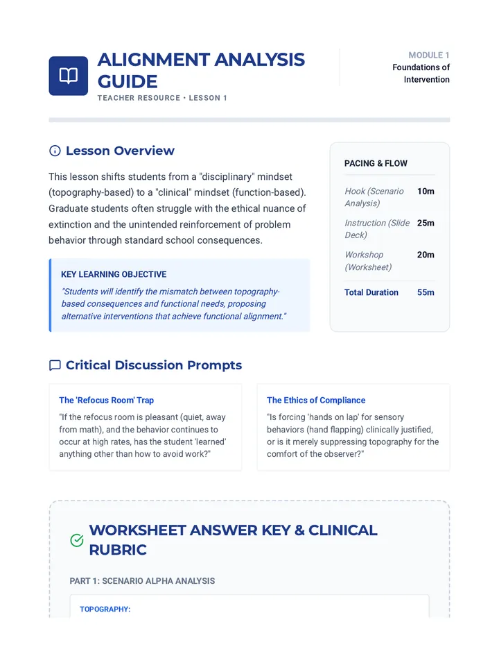 Alignment Analysis Guide Teacher Resource