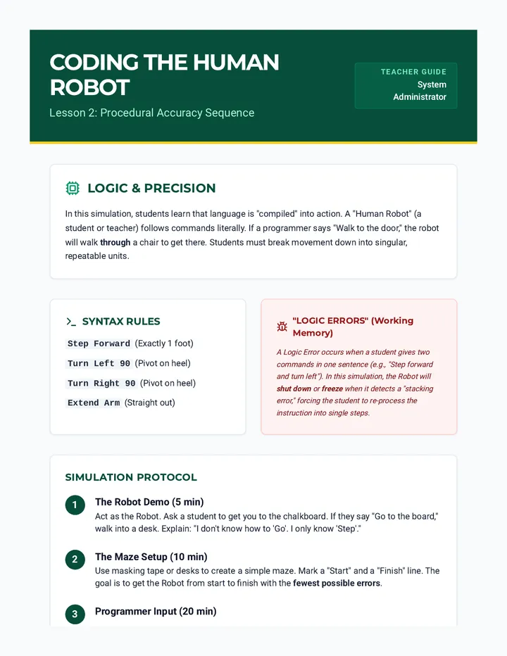 Human Robot Teacher Guide