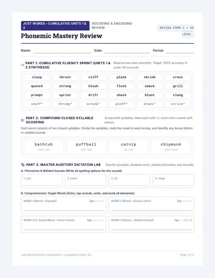 Mastery Review Practice Worksheet