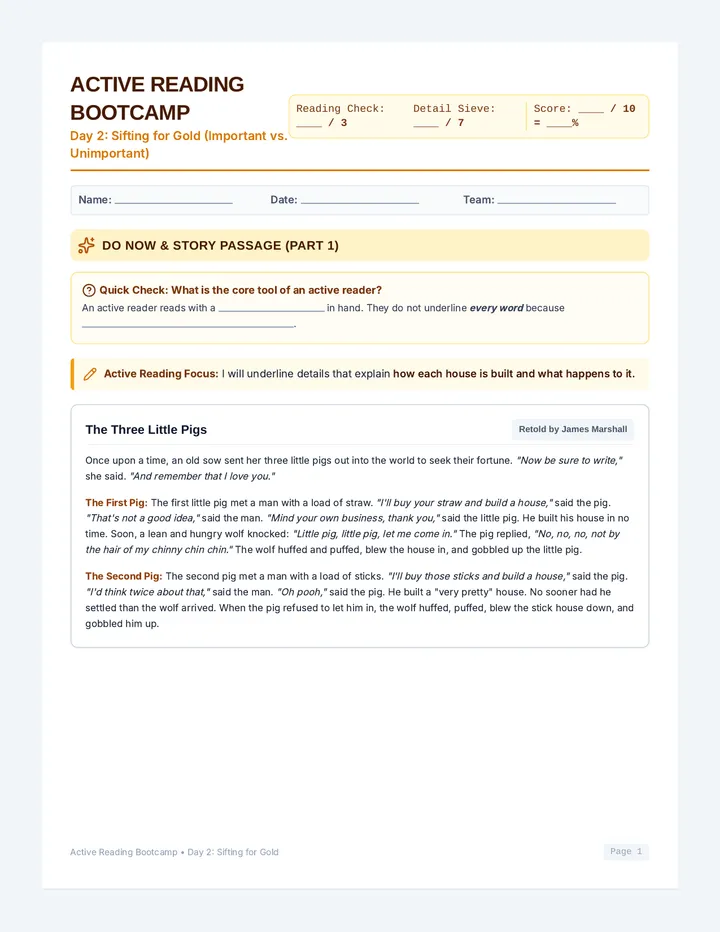 Sifting for Gold Student Workbook