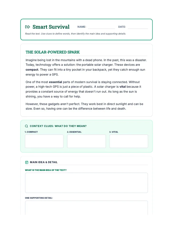 Smart Survival Worksheet