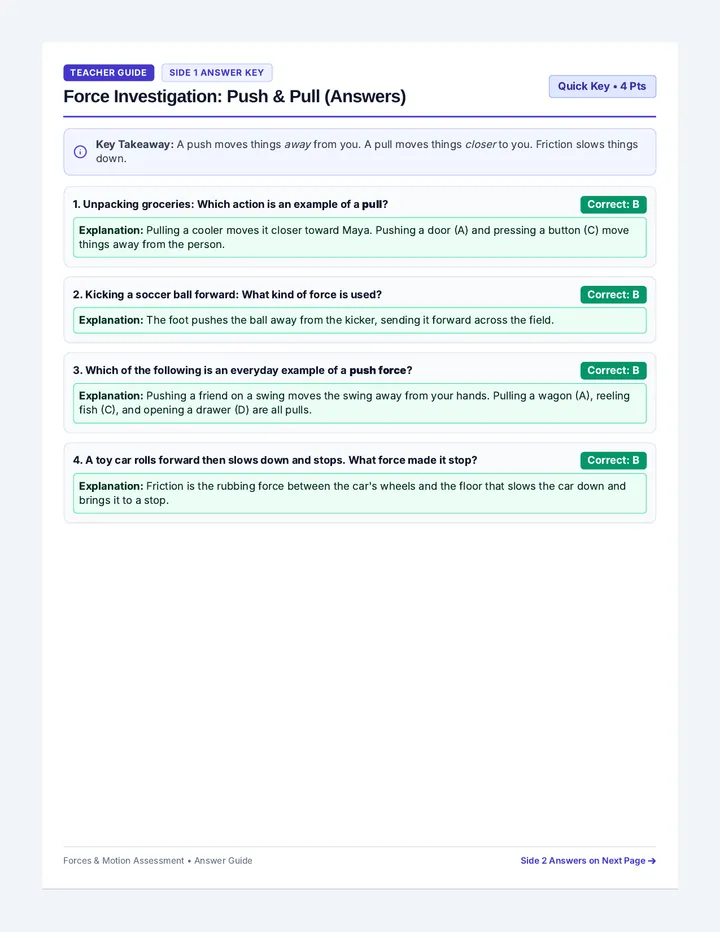 Force Investigation Answer Key