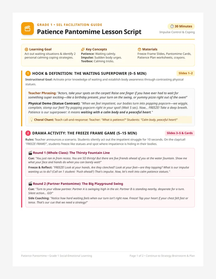 Patience Pantomime Lesson Script