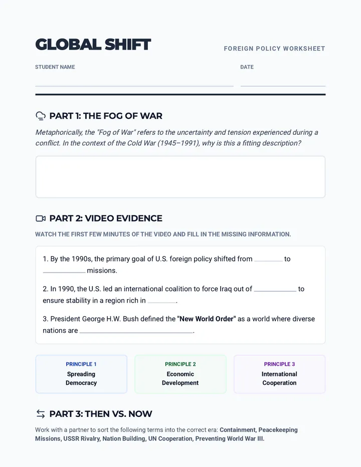 Global Shift Worksheet