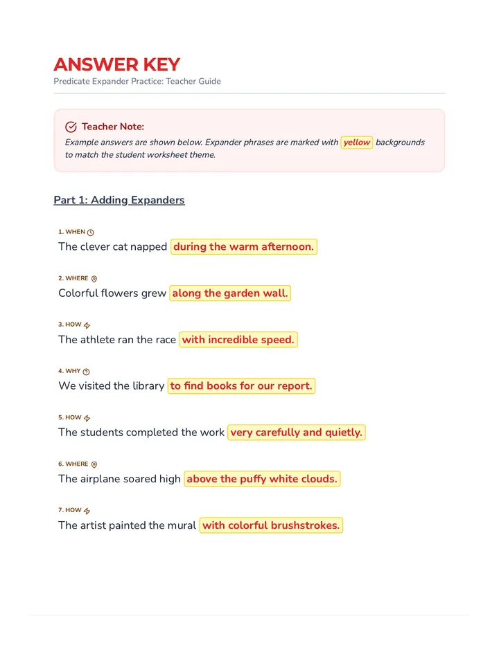 Predicate Expander Practice Answer Key