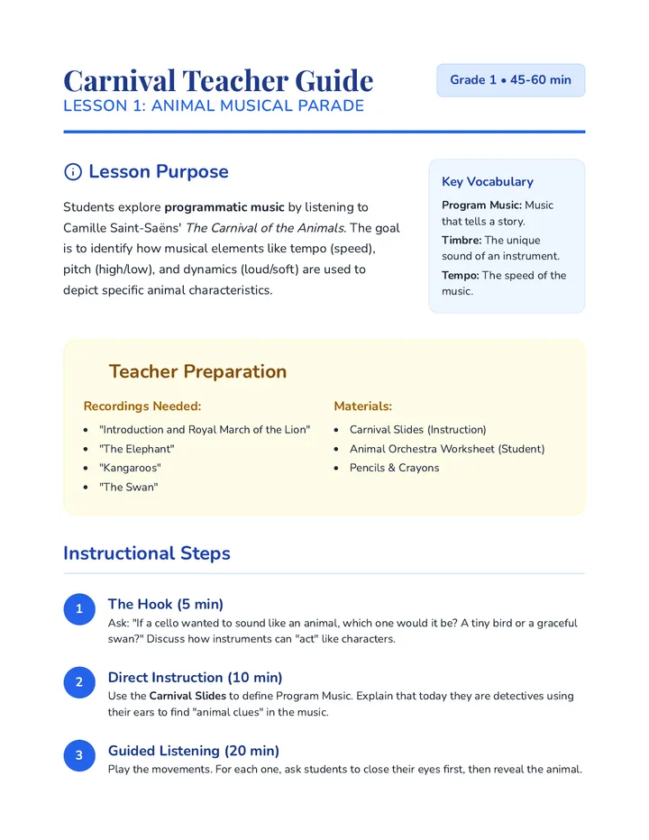 Carnival Teacher Guide