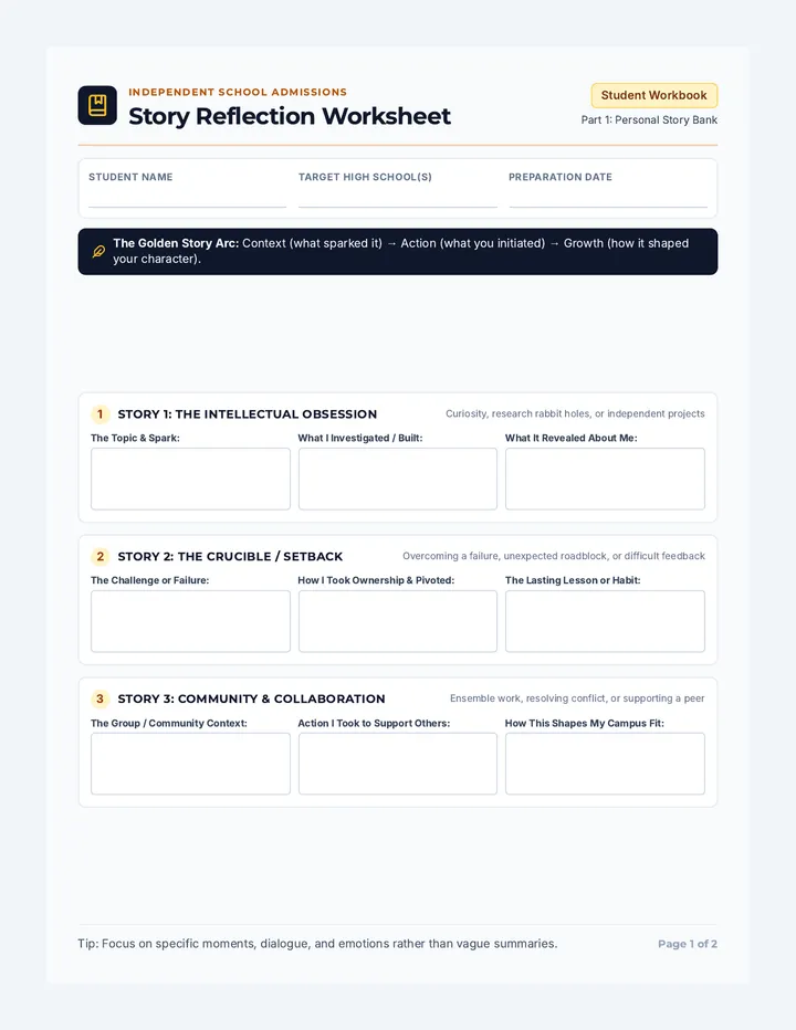 Story Reflection Worksheet