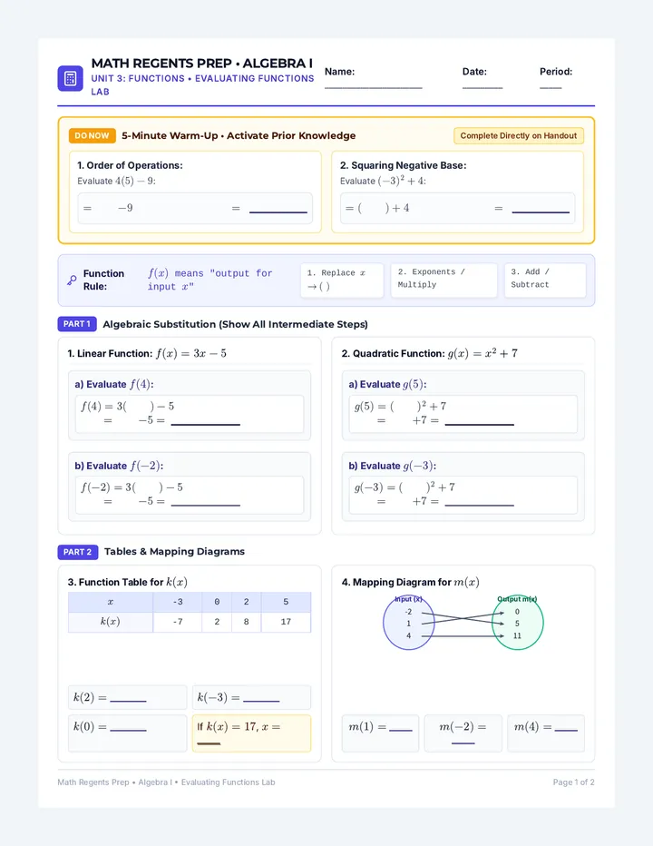 Function Lab Worksheet