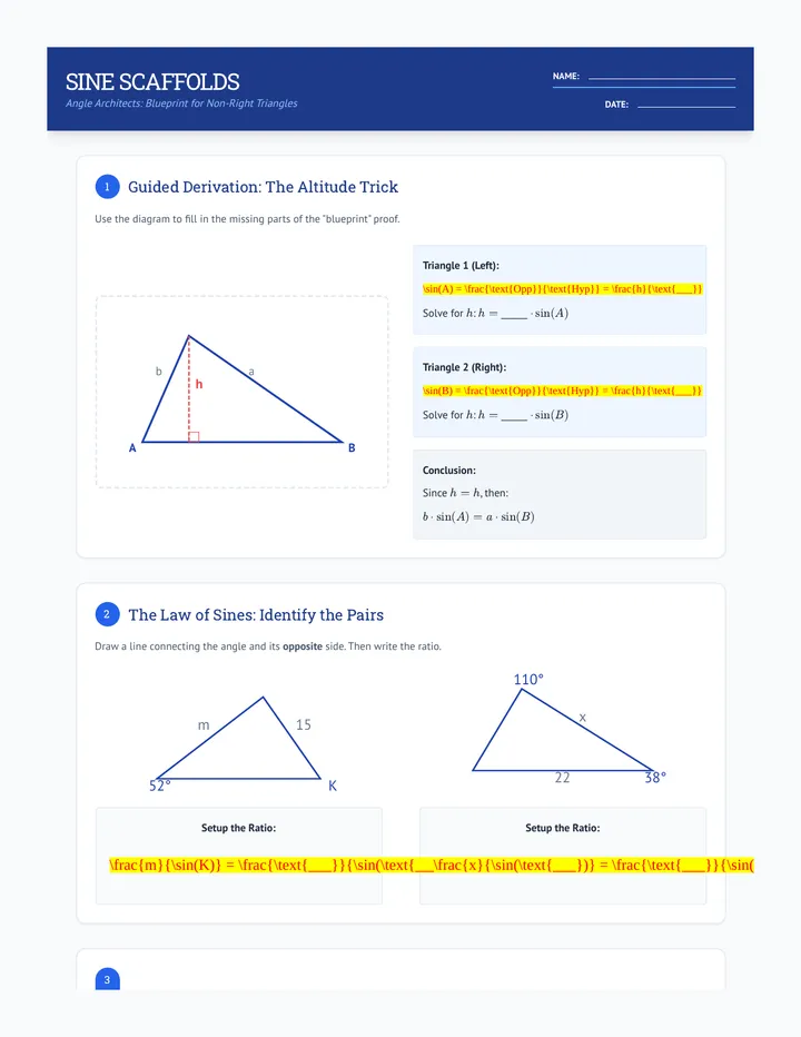 Sine Scaffold Worksheet