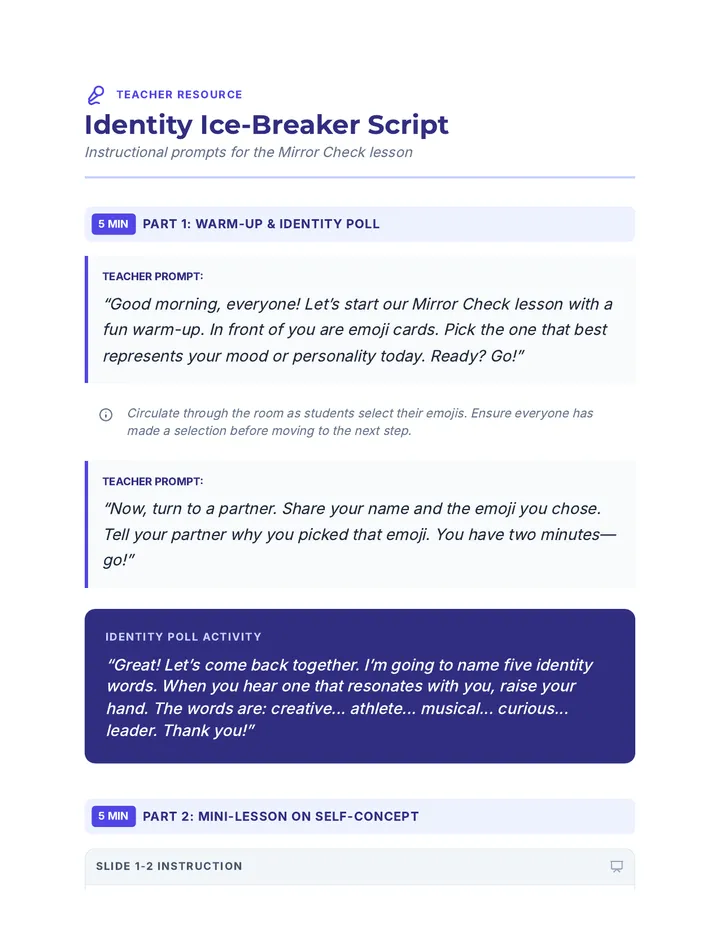 Facilitator Script Identity Ice-Breaker