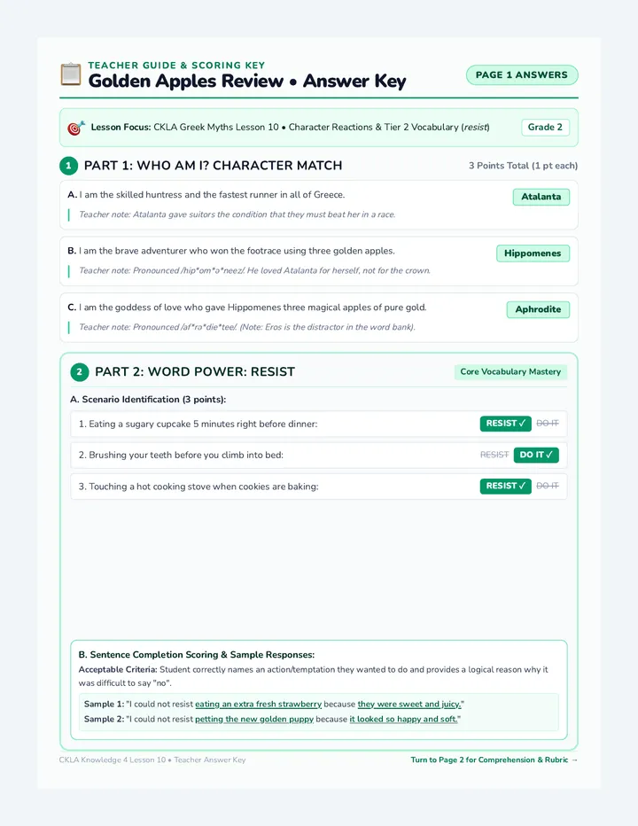Golden Apples Answer Key