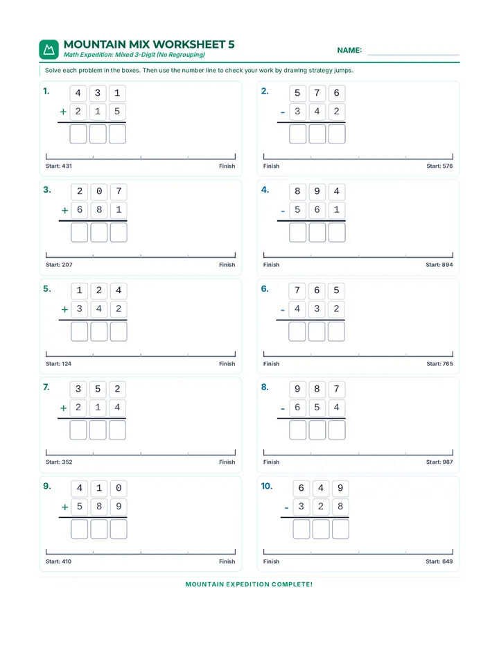Mountain Mix Worksheet 5