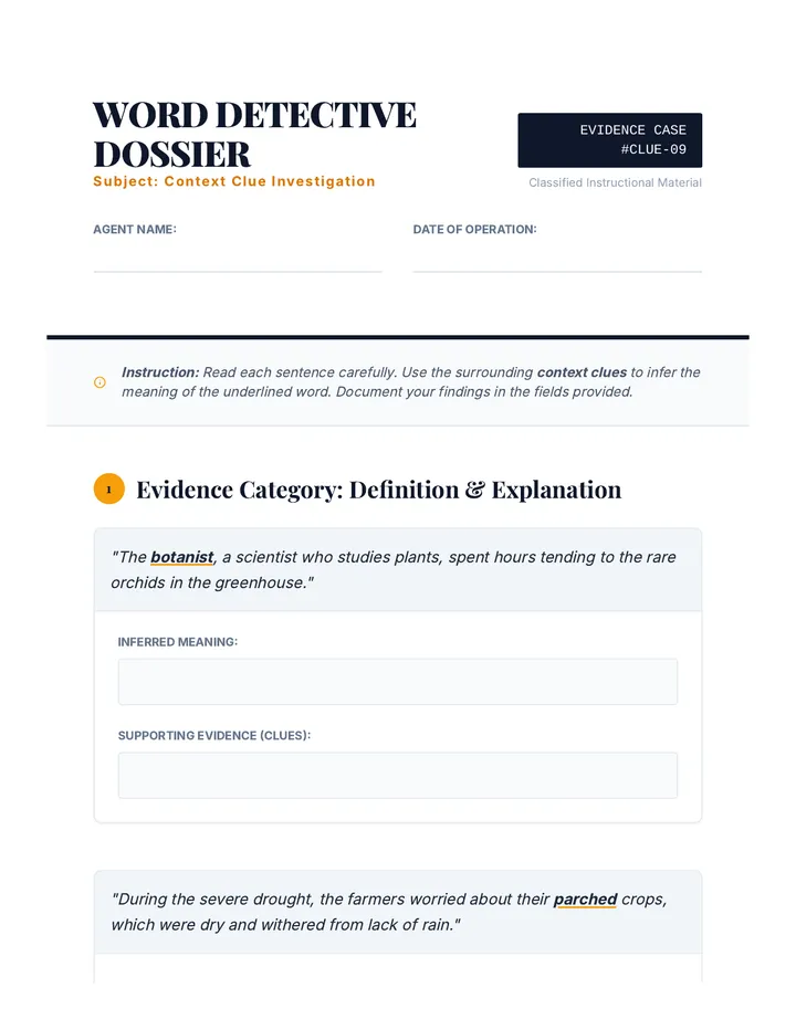 Word Detective Dossier Activity