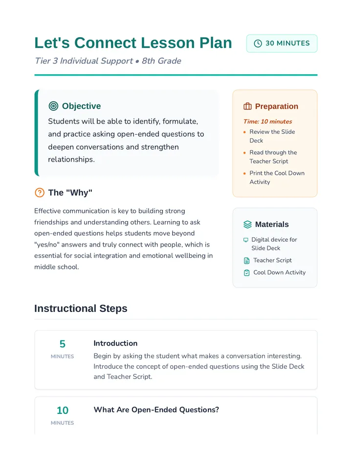 Let's Connect Lesson Plan