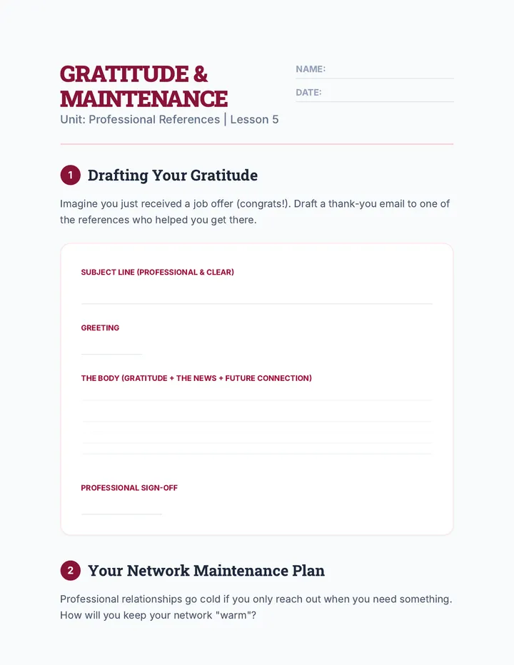 Gratitude Maintenance Worksheet