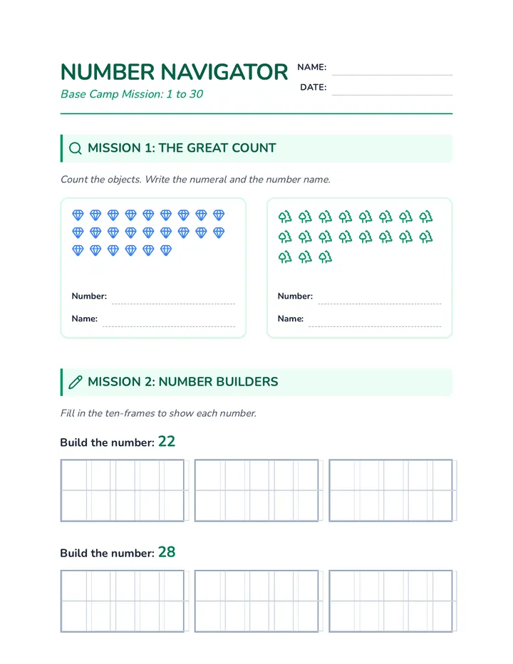 Number Navigator Worksheet