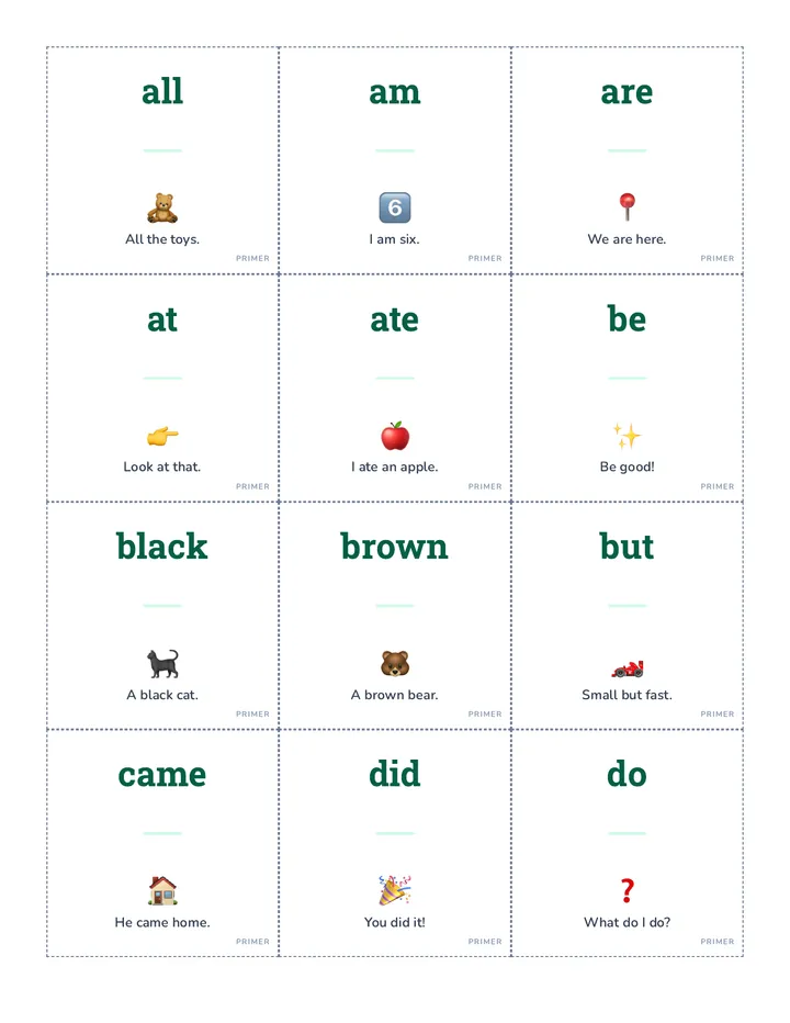 Word Garden Primer Flashcards