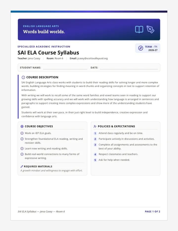 Lexicon Syllabus Document