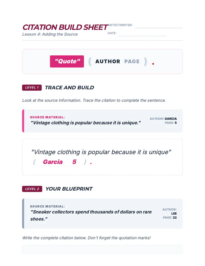 Lesson 4 Citation Build Sheet