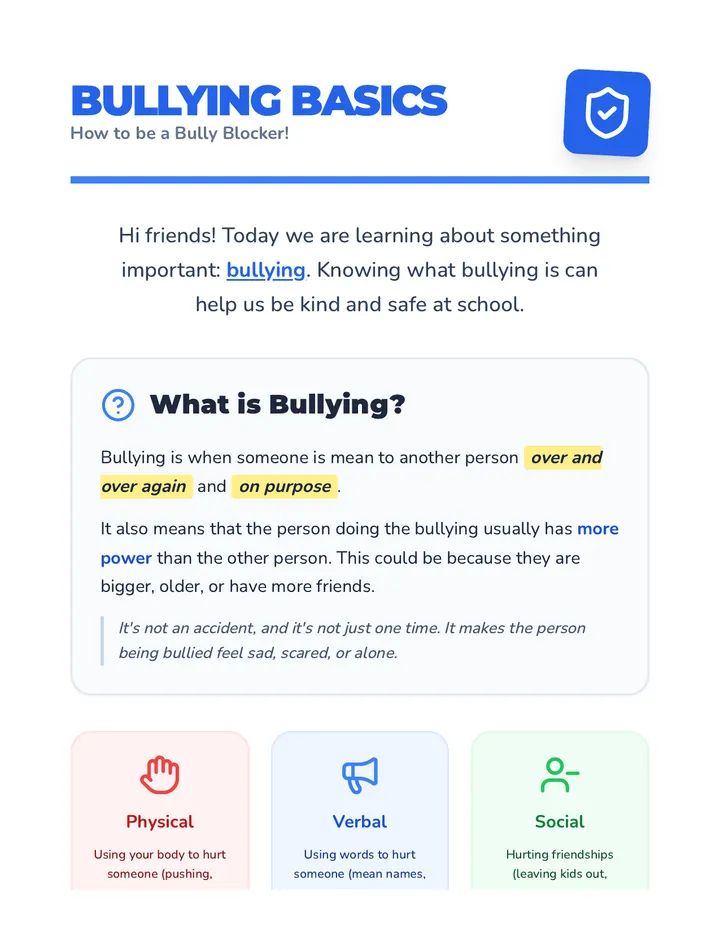 Bullying Basics Reading