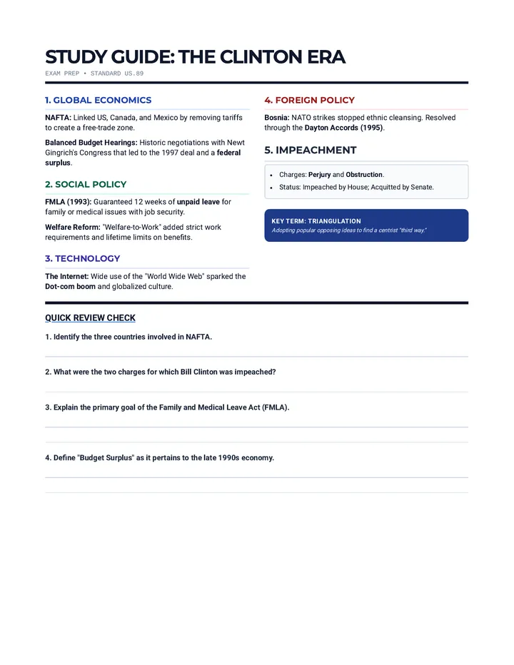 Clinton Study Guide Handout