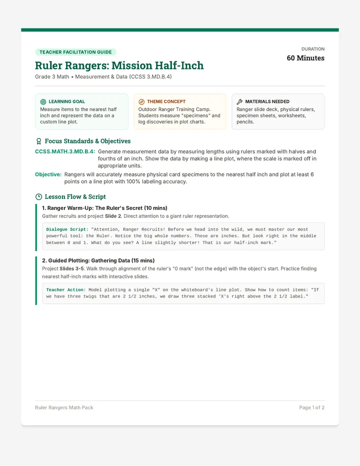 Ruler Rangers Teacher Guide