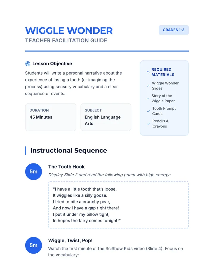 Wiggle Wonder Teacher Guide